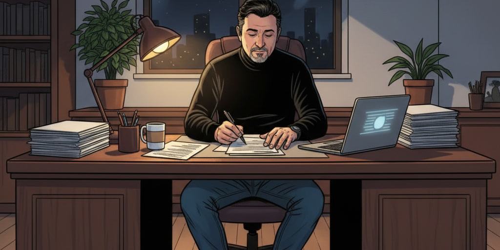 Consultant préparant sa facture mensuelle